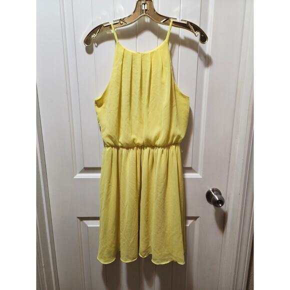 BCX Yellow Dress Women's M Halter Elastic Waist Lined Spring Summer - Picture 1 of 7